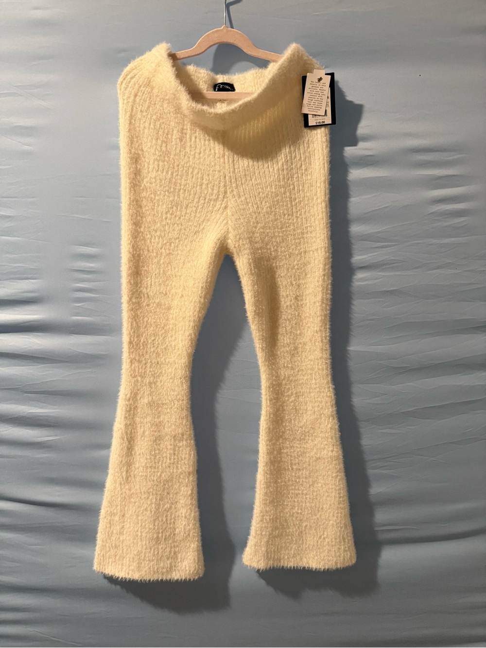 Art Class Girls Fuzzy Knit Flare Pants Size L 10/12 Cream Ivory NWT Soft Cozy